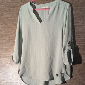 Maurices Mint Green Roll-Up Sleeve Blouse